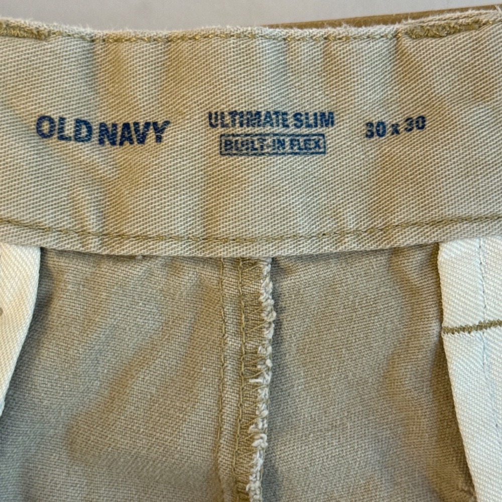 Old Navy Mens Ultimate Slim Built-In Flex Chino Pants Khaki Tan 30x30 Stretch - Picture 5 of 10